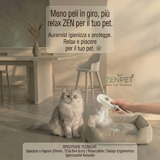 AuraMist – La Spazzola a Vapore Anti-Stress per Pet
